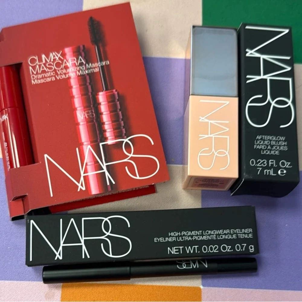 NARS Makeup Set  Orgasm Afterglow liquid blush Black Eyeliner & Climax mascara